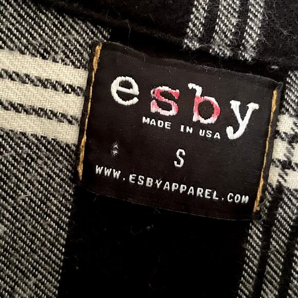 Esby Stella Plaid Button Down Black White Flannel Shirt Size Small - Picture 4 of 8
